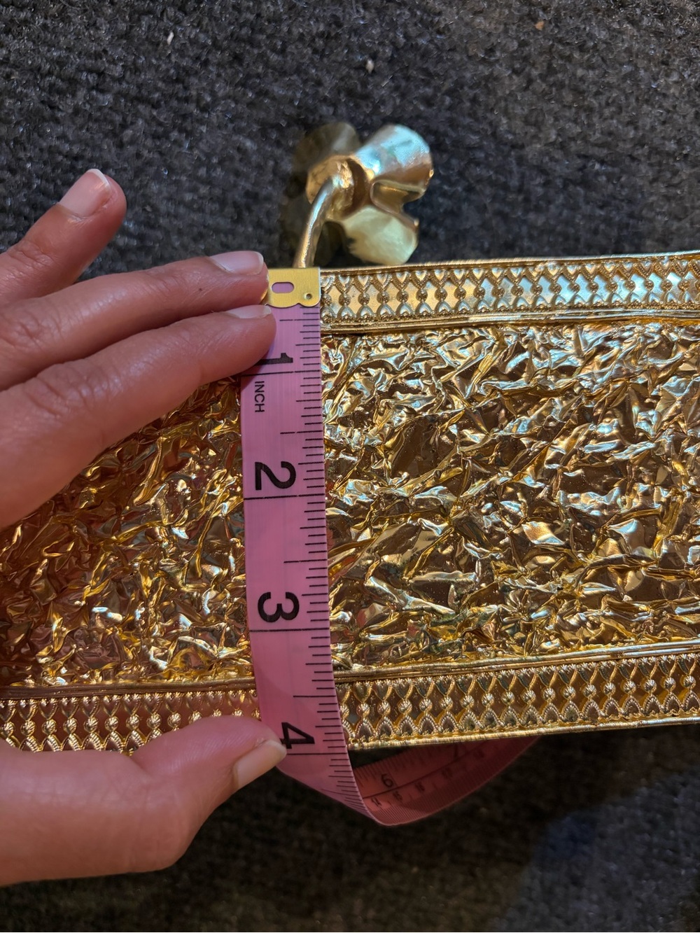 Gold-Trim Abalone Shell Evening Clutch with Floral Pearl Accent - Picture 10 of 11